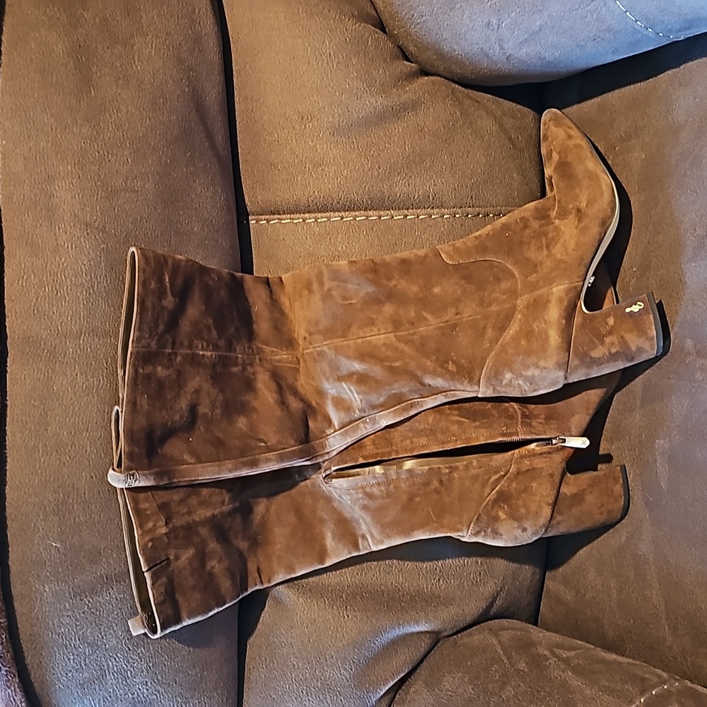 Brown suede tall boots